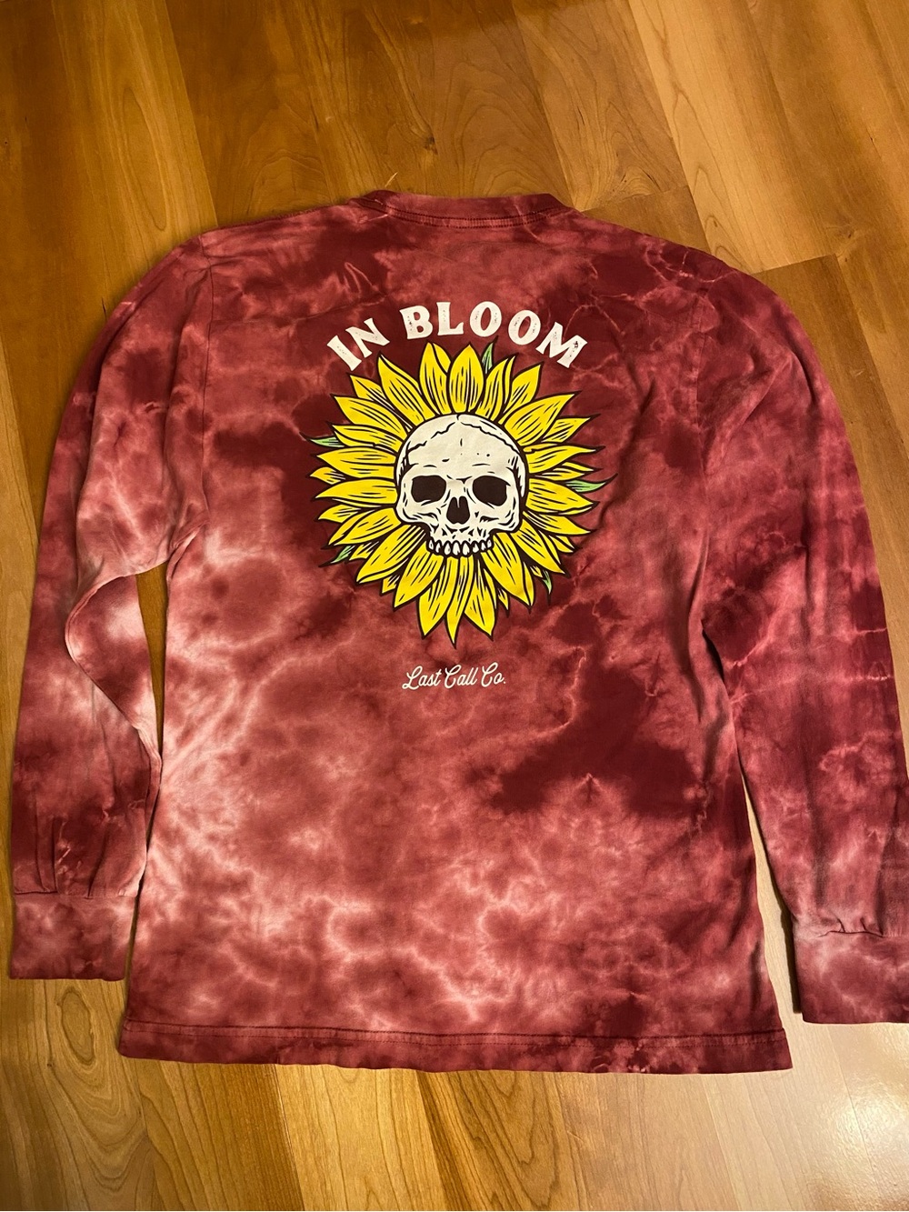 Last Call Co. “In Bloom” Burgundy Tie-Dye Graphic Shirt